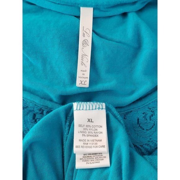 LEO & NICOLE LASCE BLOUSE SHORT SLEEVE COTTON/NYLON SIZE XL - Picture 6 of 6